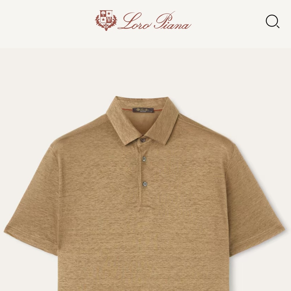 Loro Piana Linen Polo Button Up Shirt Dusty Khaki Size L